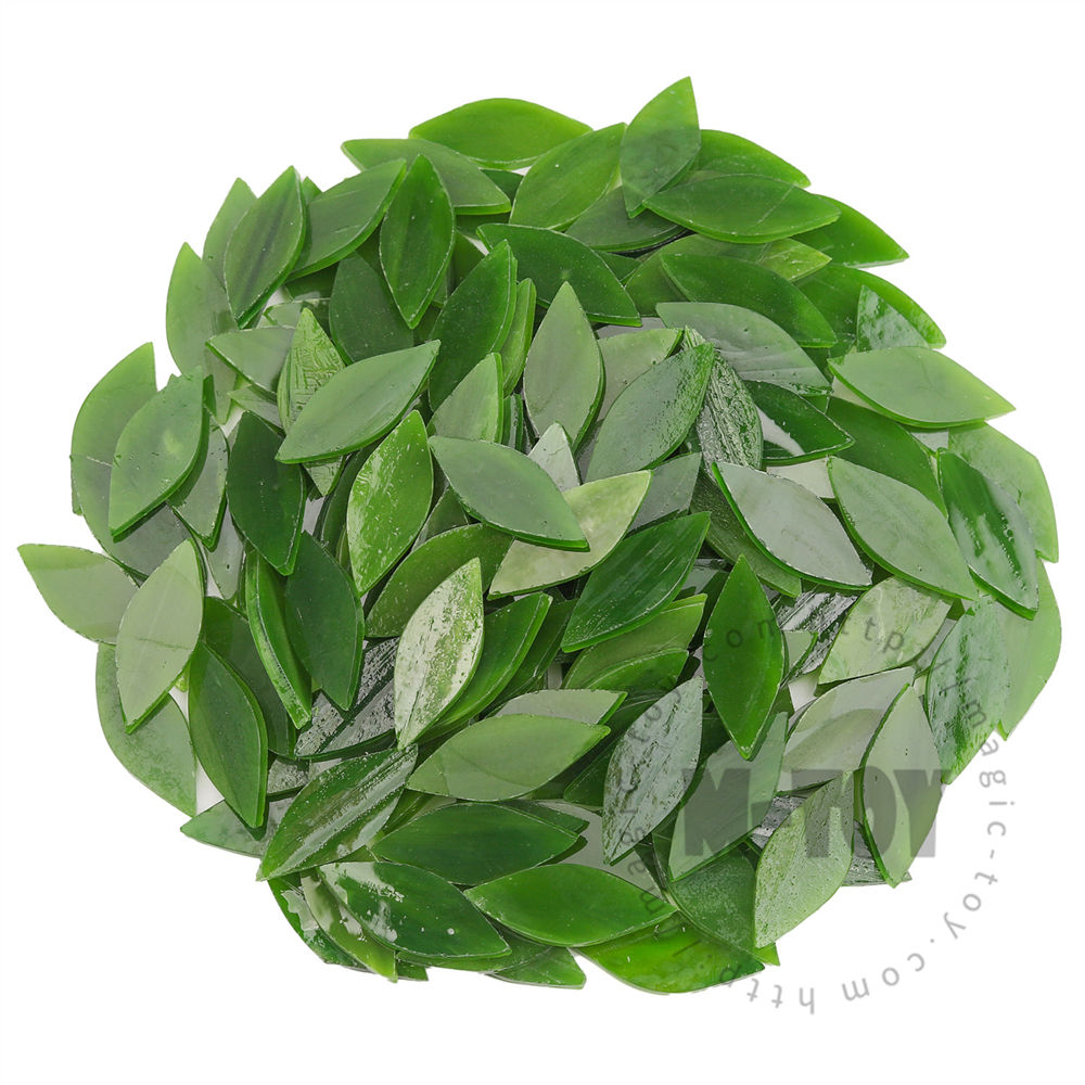 Green Leaf Shape Opaque Stained Glass Mosaic 1538OYG605