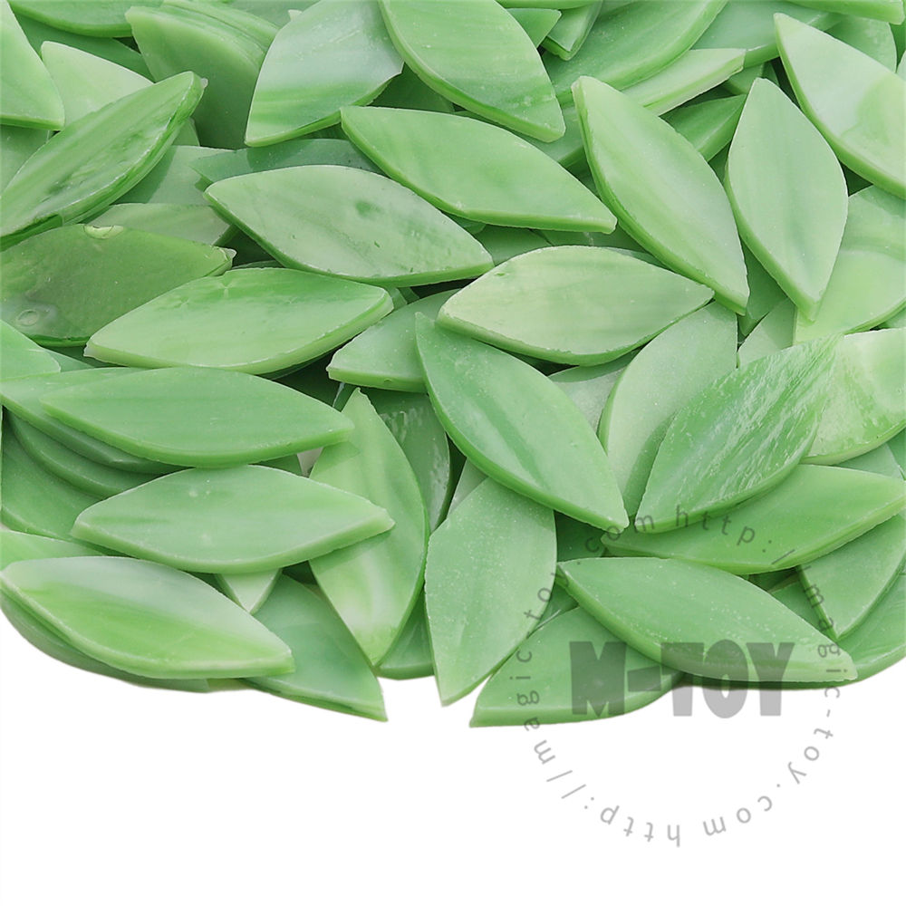Light Green Leaf Shape Opaque Stained Glass Mosaic 1538OYG607