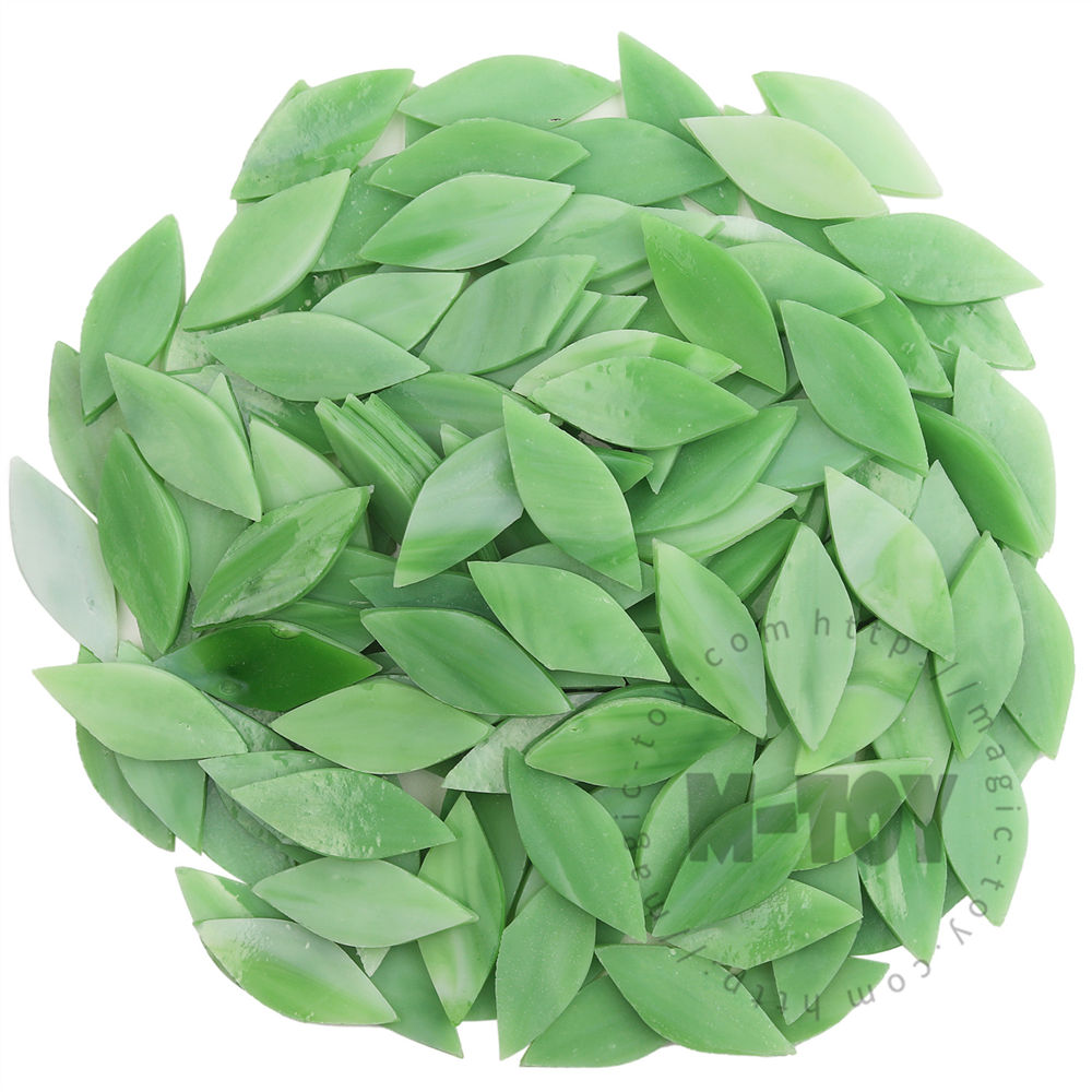 Light Green Leaf Shape Opaque Stained Glass Mosaic 1538OYG607