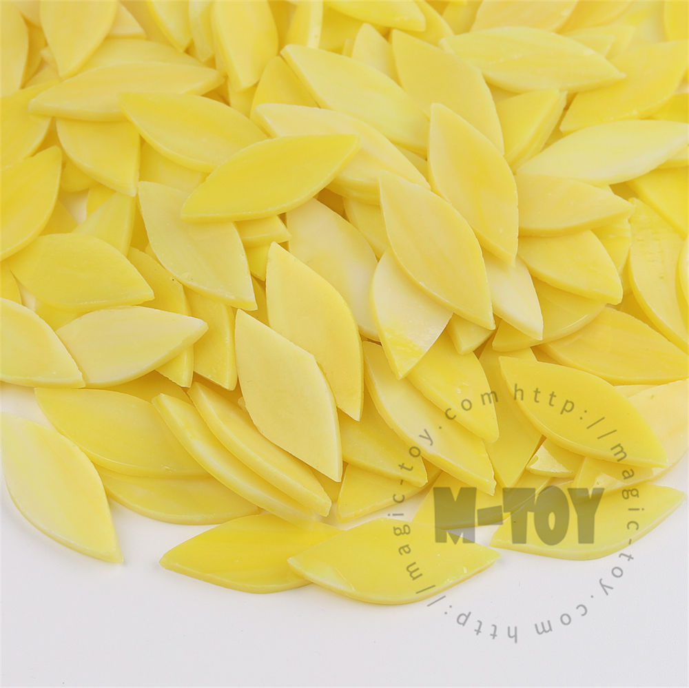 Yellow Leaf Shape Opaque Stained Glass Mosaic 1538OYG907