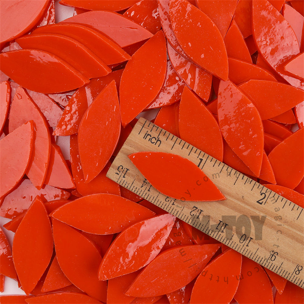 Red Leaf Shape Opaque Stained Glass Mosaic 1538OYG909