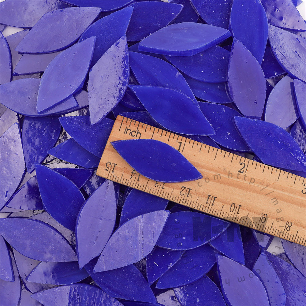Cobalt Blue Leaf Shape Opaque Stained Glass Mosaic 1538OYG701