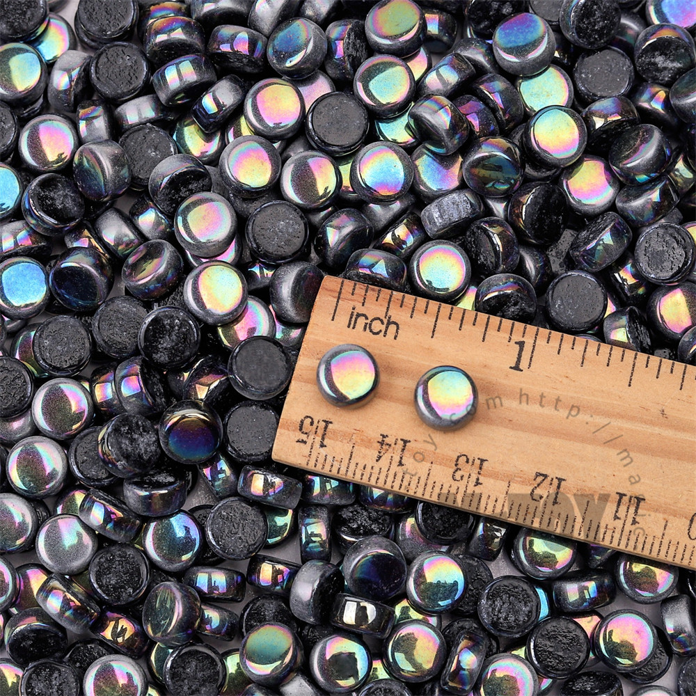 Black Mini Round Glass Mosaic 8SRL56