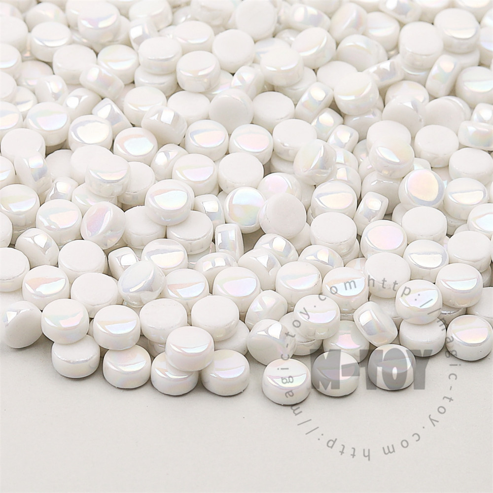 White Mini Round Glass Mosaic 8SRL100