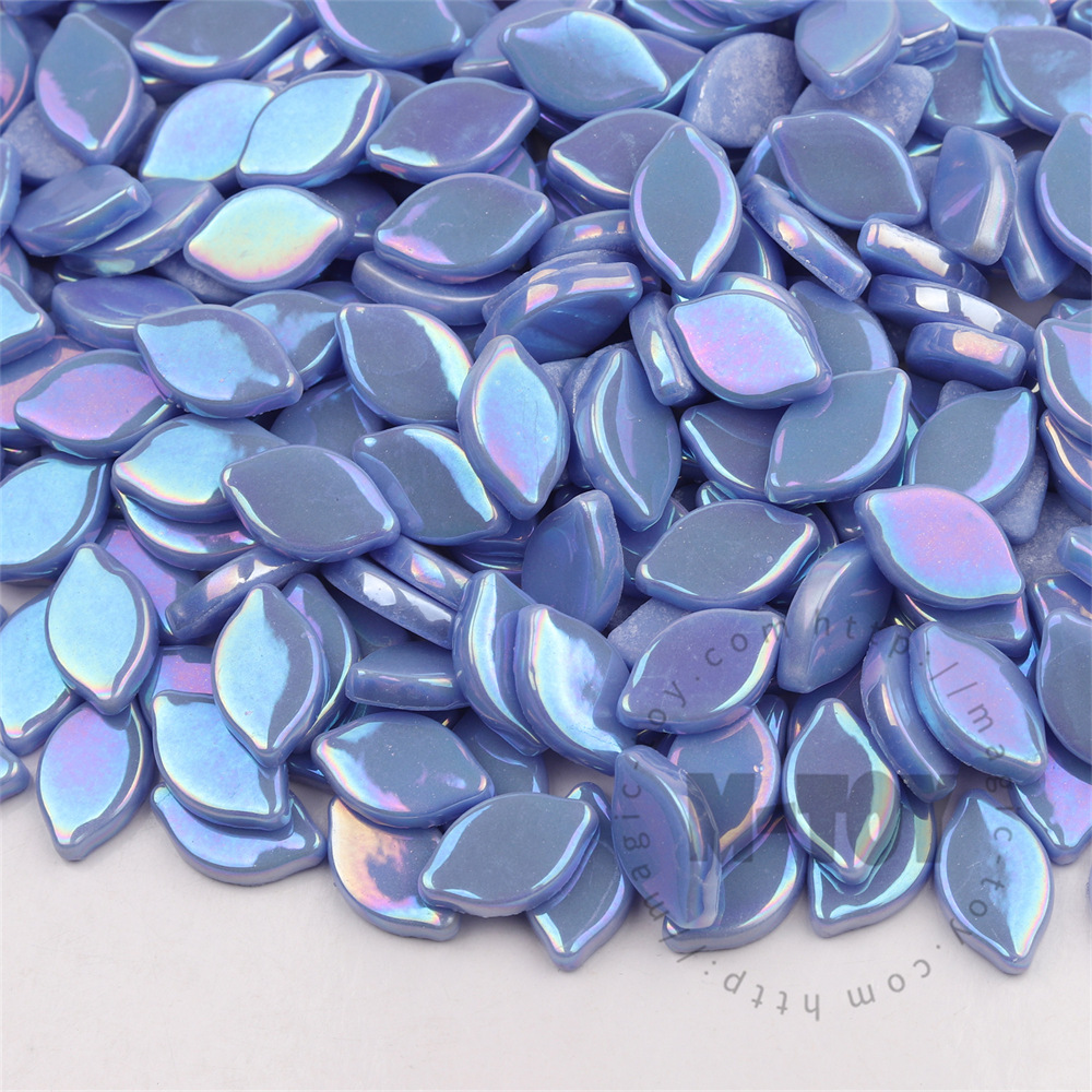 Iridescent Blue Small Petals Glass Mosaic SMBI03