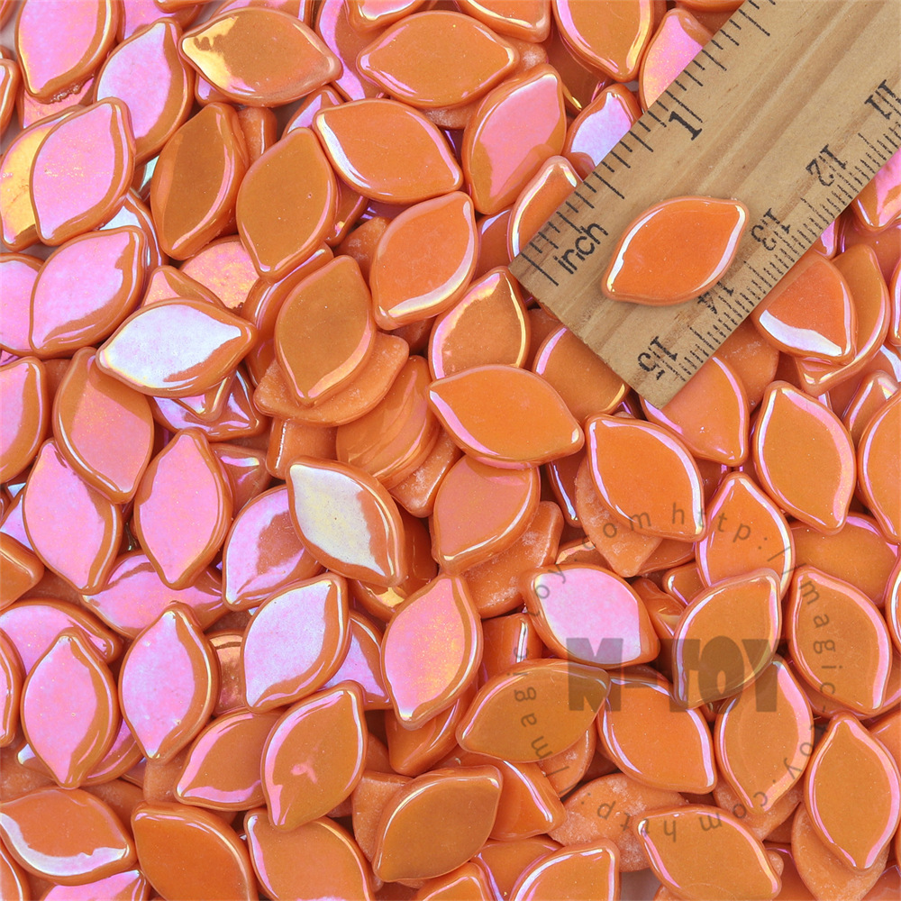 Iridescent Orange Small Petals Glass Mosaic SMBI18