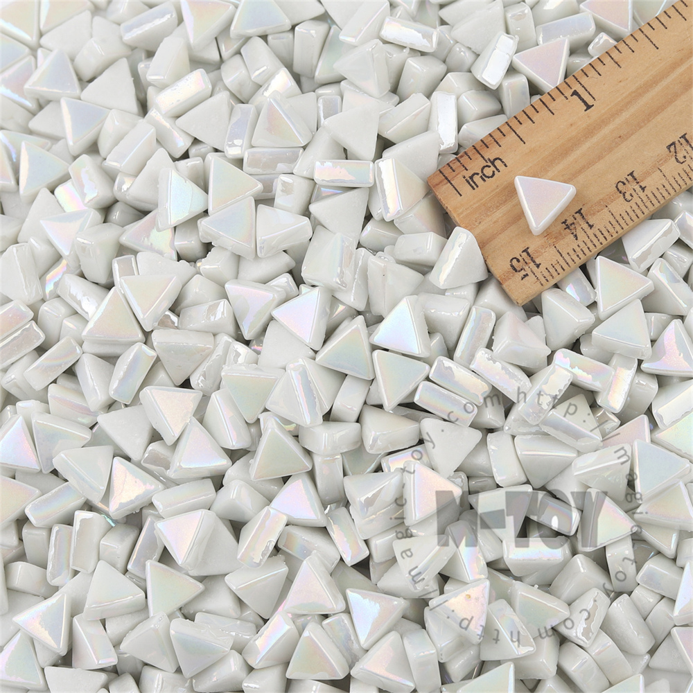 White Mini Triangle Glass Mosaic 10SJI100